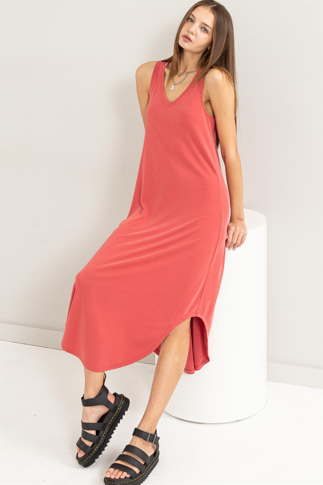 Ashton Sleeveless Midi Dress-Dresses-Anatomy Clothing Boutique in Brenham, Texas