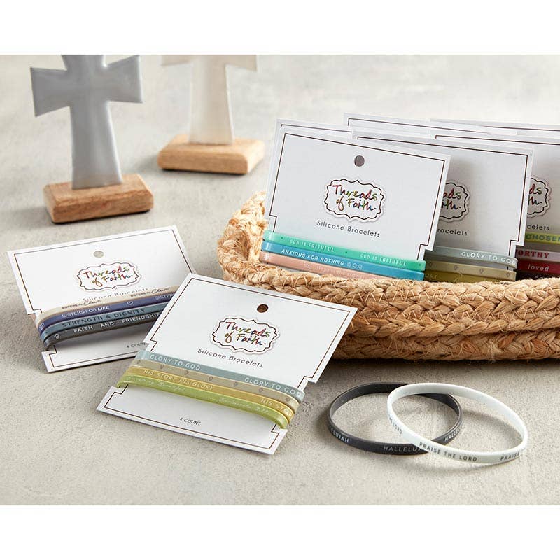 Silicone Bracelet God Is Faithful 4pk-Anatomy Clothing Boutique in Brenham, Texas