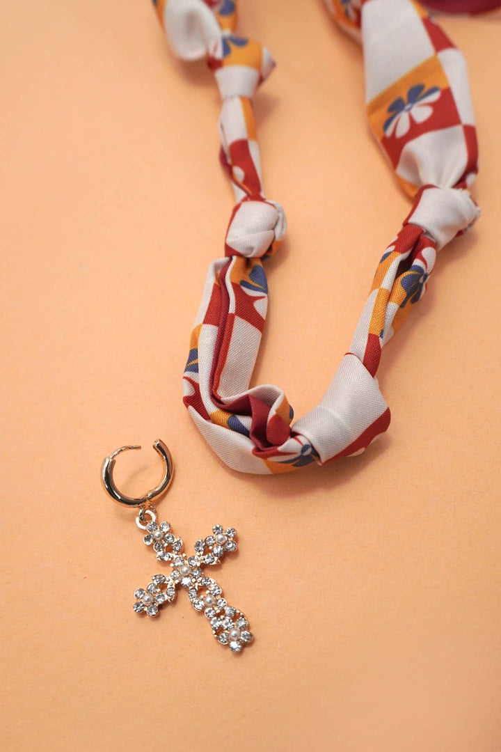 Handcrafted Scarf Charm Necklace - Red Cross-Anatomy Clothing Boutique in Brenham, Texas
