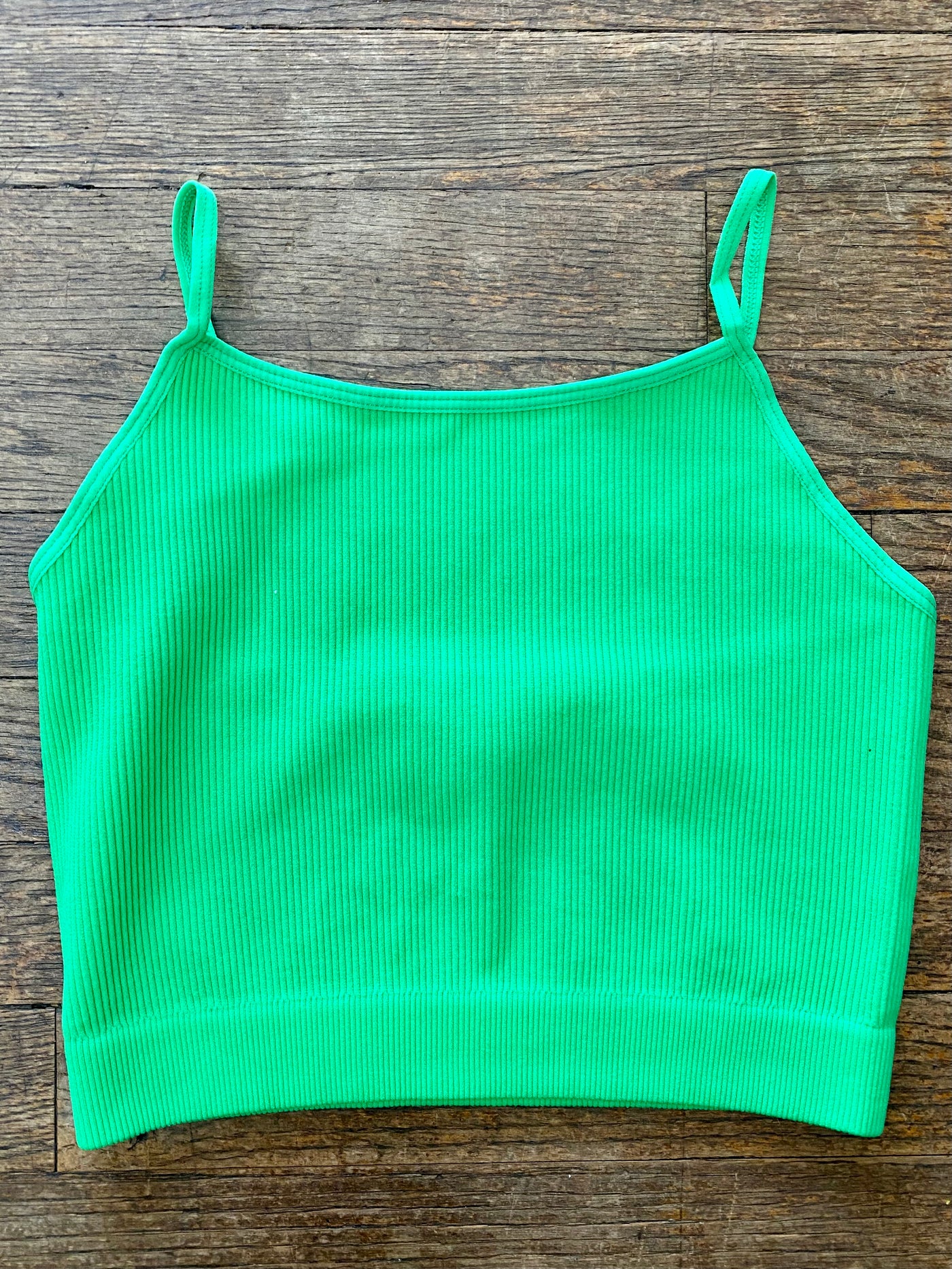 Ribbed Cropped Cami - Green-Tops-Anatomy Clothing Boutique in Brenham, Texas