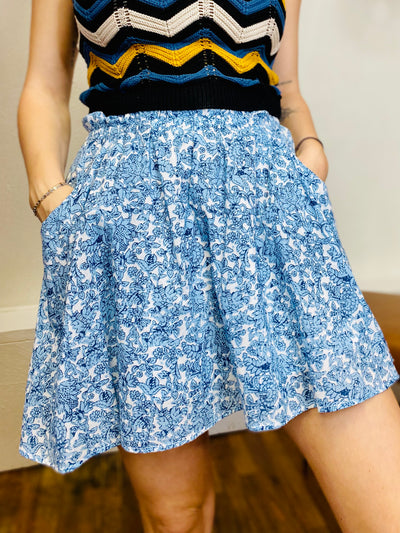 Cori Floral Mini Skirt ELAN-Bottoms and Jeans-Anatomy Clothing Boutique in Brenham, Texas
