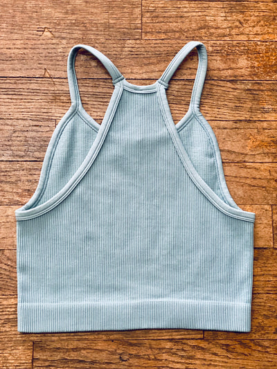 Racerback Seamless Ribbed Cami - Blue Grey-Tops-Anatomy Clothing Boutique in Brenham, Texas