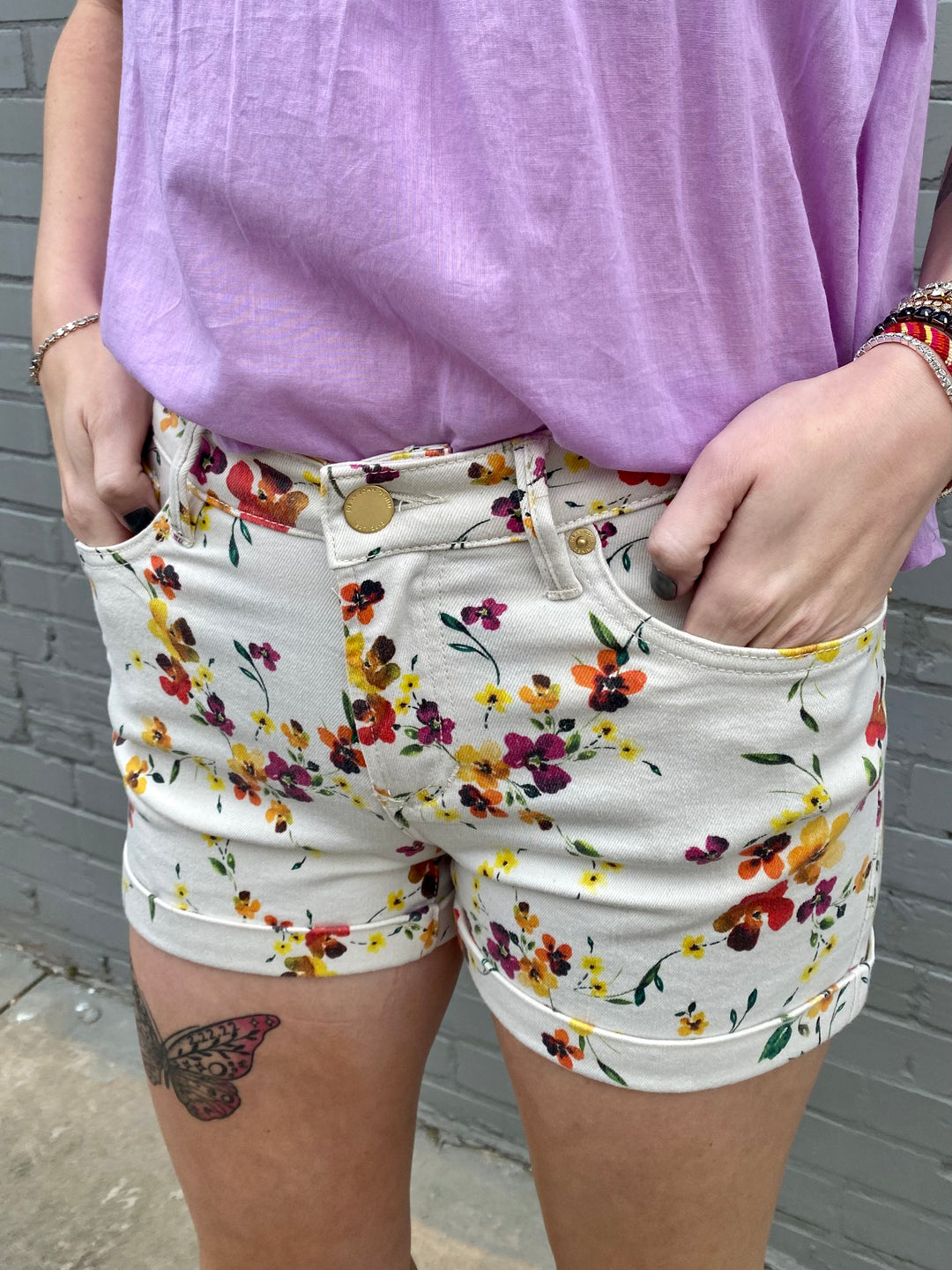 Ava High Rise Floral Shorts DEAR JOHN-Bottoms and Jeans-Anatomy Clothing Boutique in Brenham, Texas