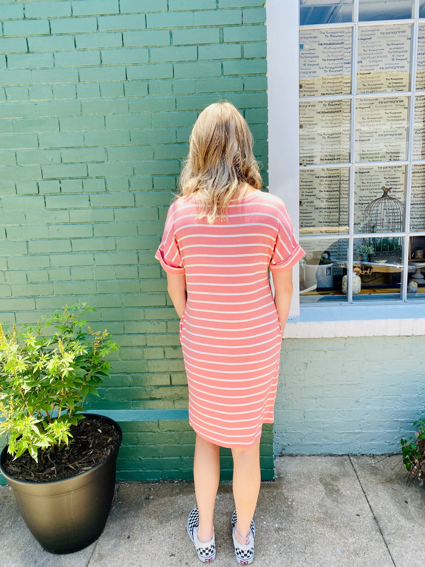 Mila Striped Tee Dress-Dresses-Anatomy Clothing Boutique in Brenham, Texas