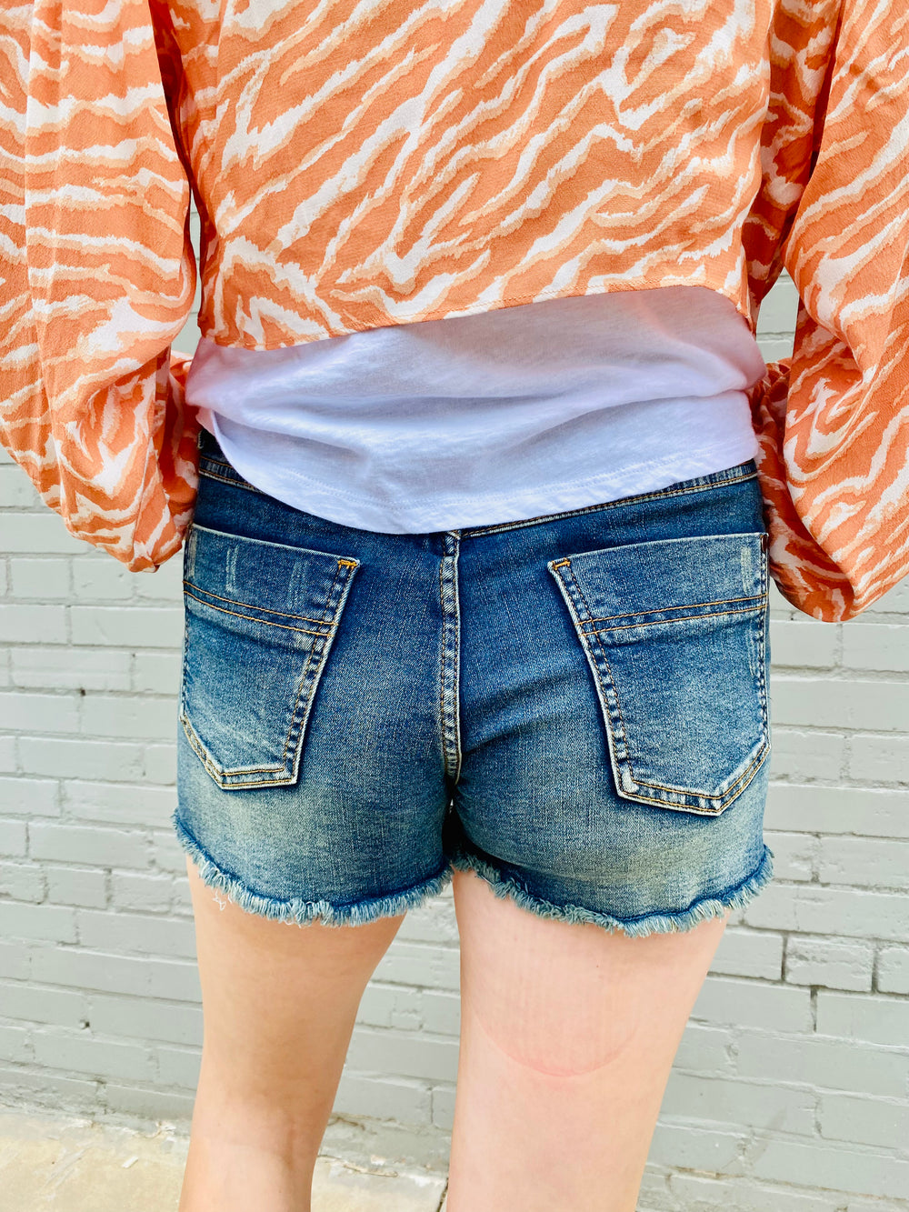 Tara Distressed Denim Shorts ELAN-Bottoms and Jeans-Anatomy Clothing Boutique in Brenham, Texas