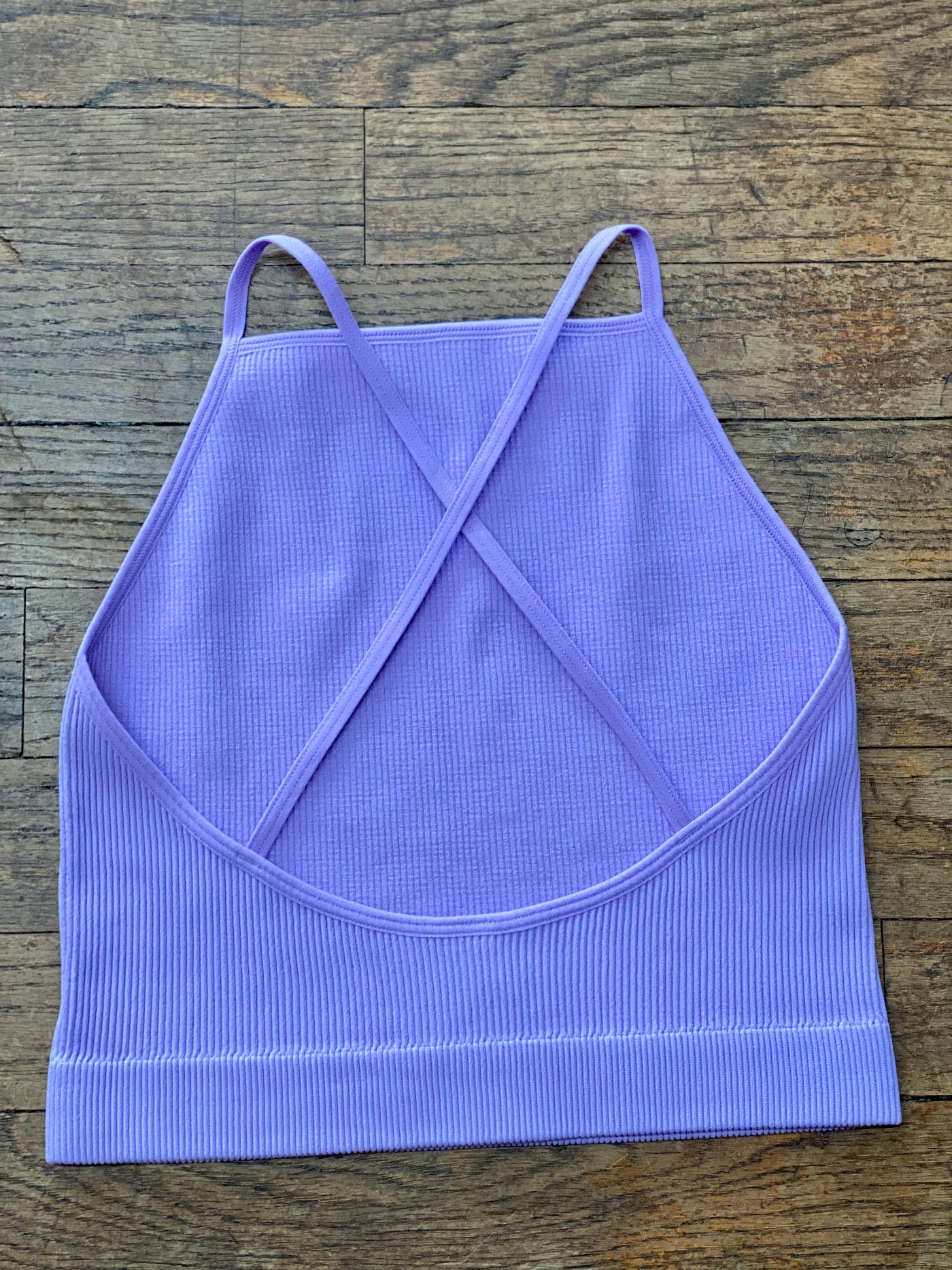 Criss Cross Ribbed Cami - Lavender-Tops-Anatomy Clothing Boutique in Brenham, Texas