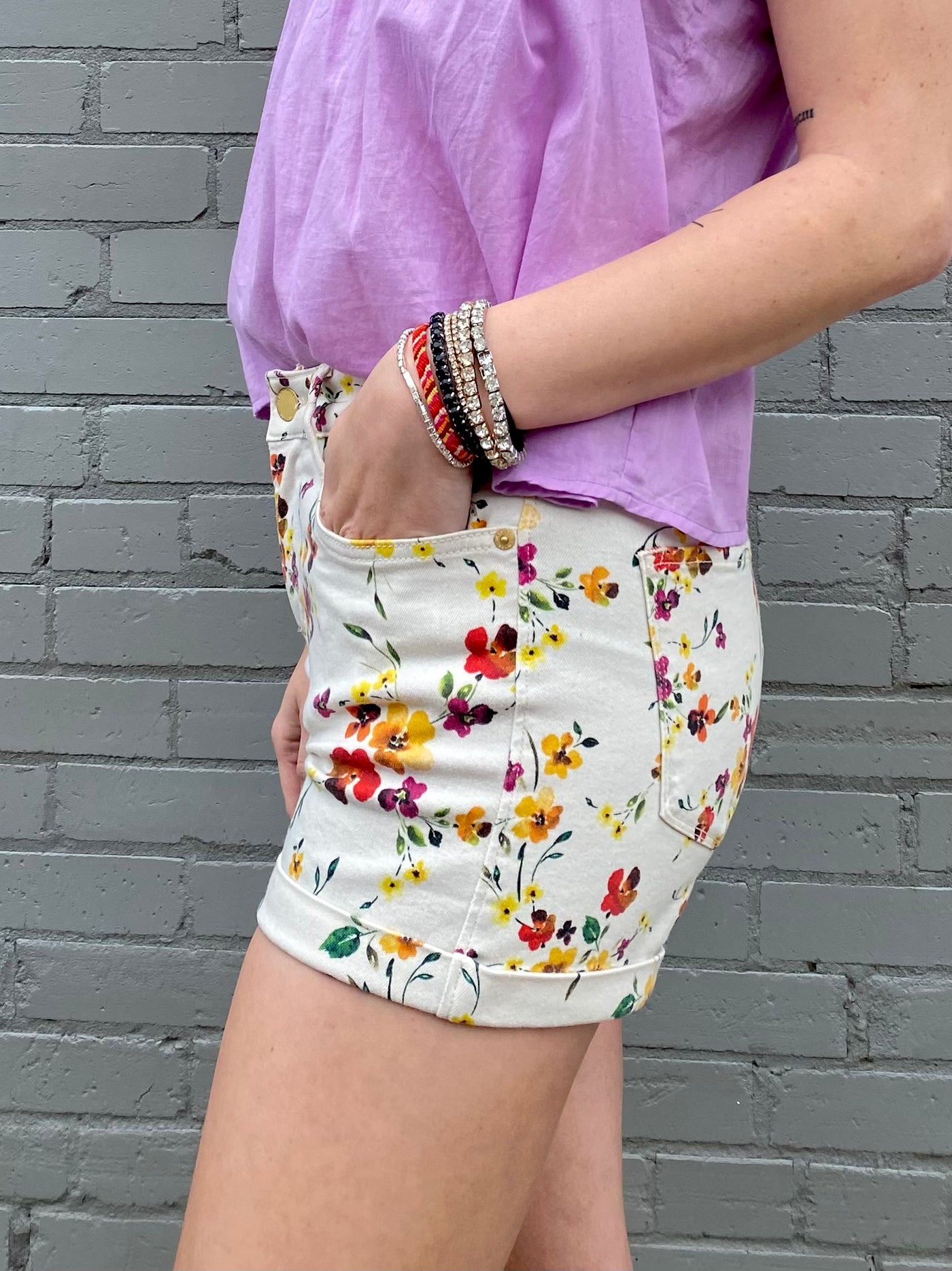 Ava High Rise Floral Shorts DEAR JOHN-Bottoms and Jeans-Anatomy Clothing Boutique in Brenham, Texas