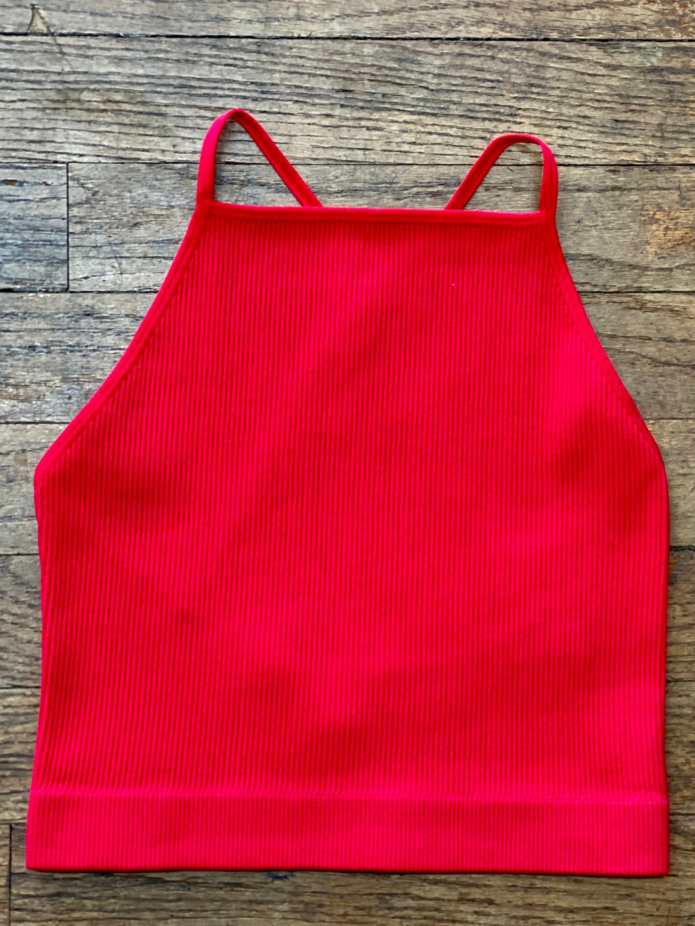 Criss Cross Ribbed Cami - Ruby Red-Tops-Anatomy Clothing Boutique in Brenham, Texas