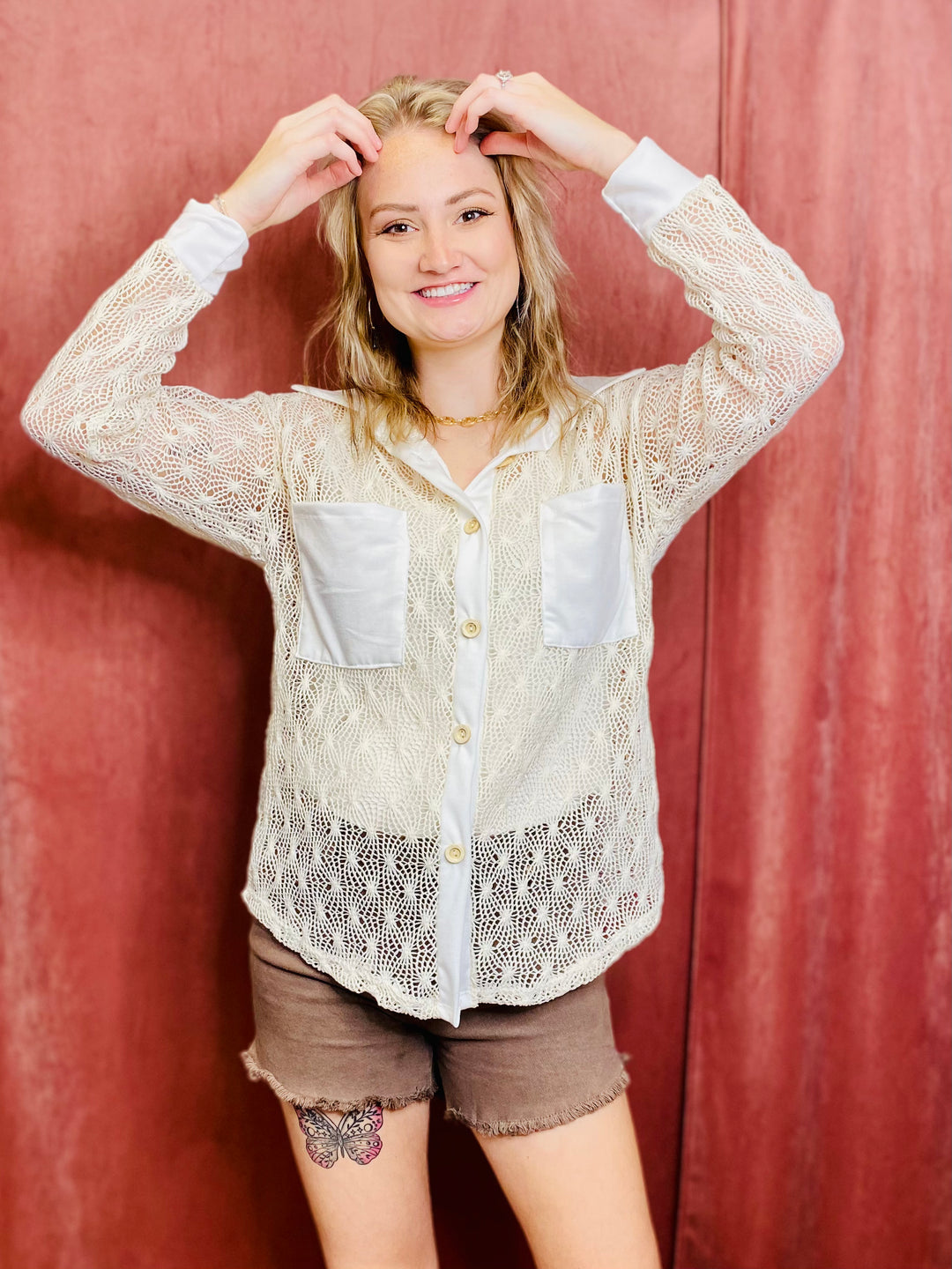 Tully Crochet Long Sleeve Top - Ivory-Tops-Anatomy Clothing Boutique in Brenham, Texas