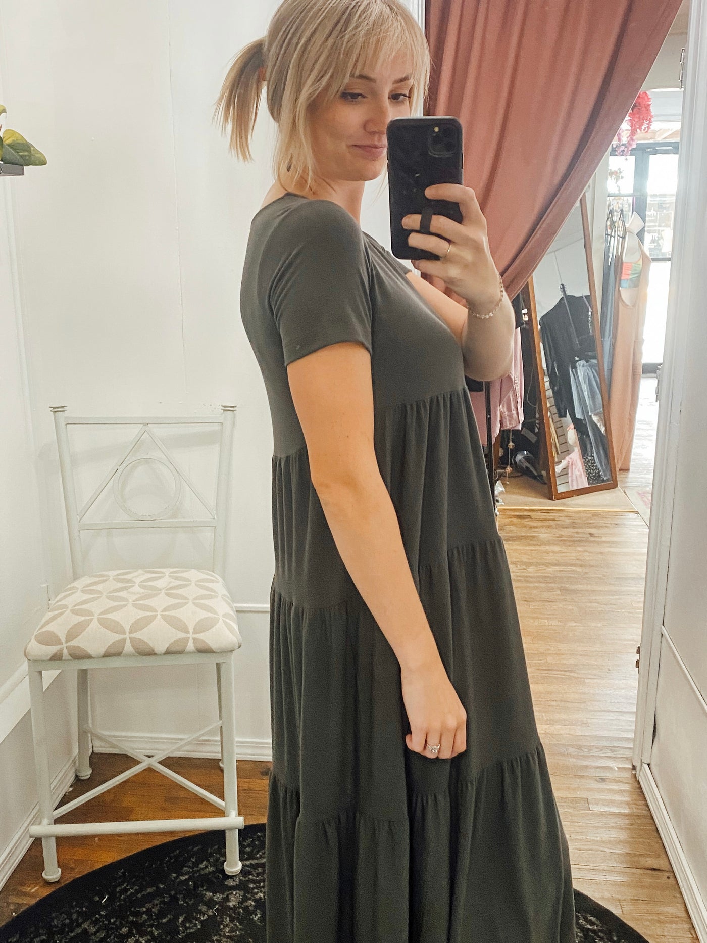 Tiered Midi Dress-Dresses-Anatomy Clothing Boutique in Brenham, Texas