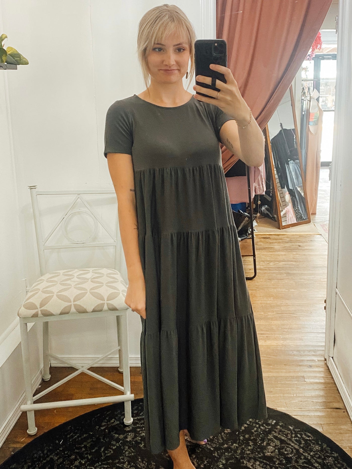 Tiered Midi Dress-Dresses-Anatomy Clothing Boutique in Brenham, Texas