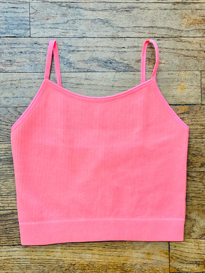 Ribbed Cropped Cami - Pink-Tops-Anatomy Clothing Boutique in Brenham, Texas