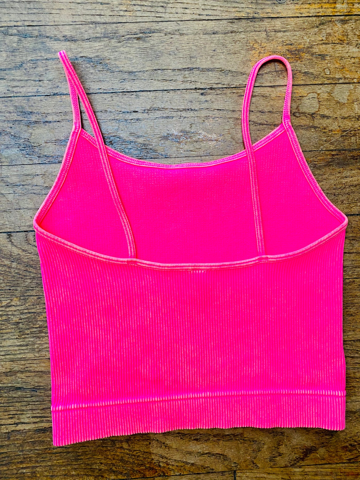 Ribbed Cropped Cami - Neon Pink-Tops-Anatomy Clothing Boutique in Brenham, Texas