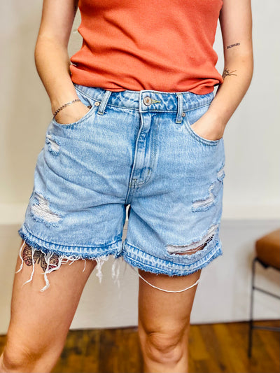 Lou Washed Mom Shorts-Bottoms and Jeans-Anatomy Clothing Boutique in Brenham, Texas