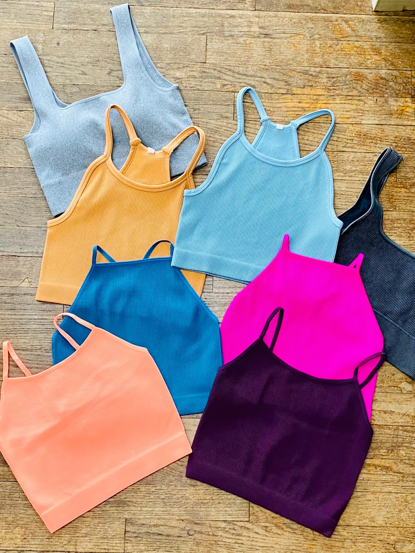 Racerback Seamless Ribbed Cami - Blue Grey-Tops-Anatomy Clothing Boutique in Brenham, Texas