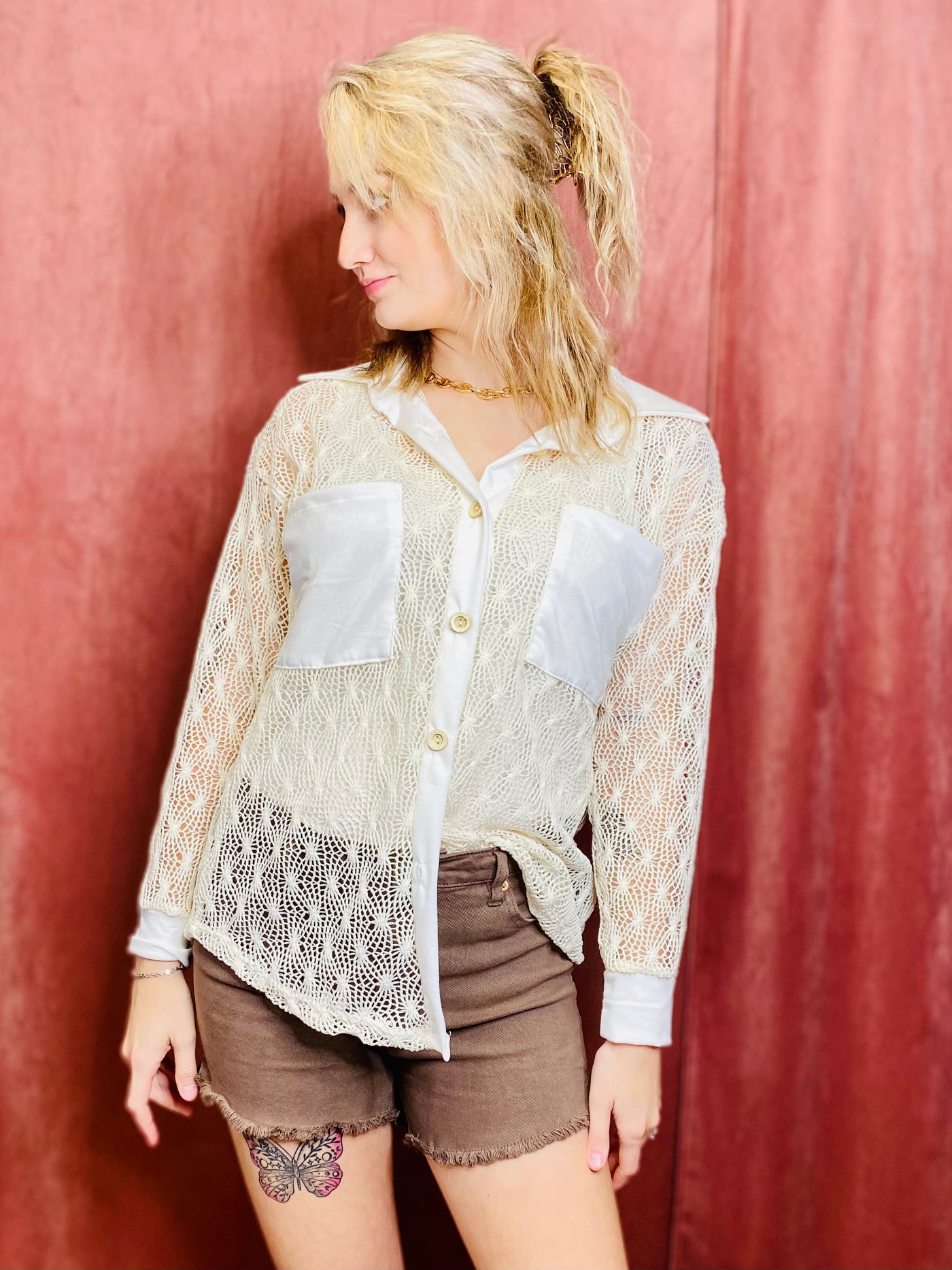 Tully Crochet Long Sleeve Top - Ivory-Tops-Anatomy Clothing Boutique in Brenham, Texas