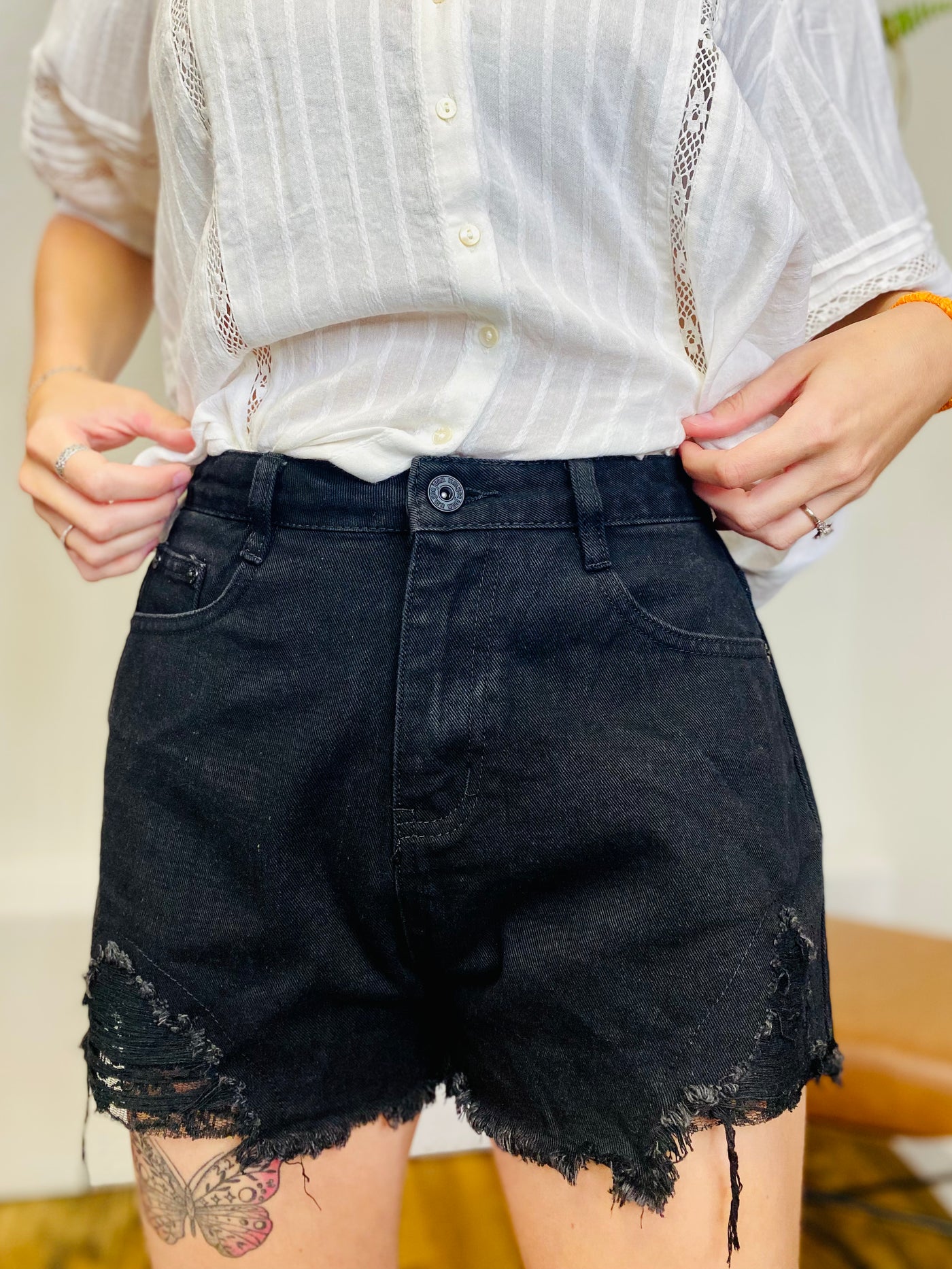 Cory Black Distressed Shorts UMGEE-Bottoms and Jeans-Anatomy Clothing Boutique in Brenham, Texas