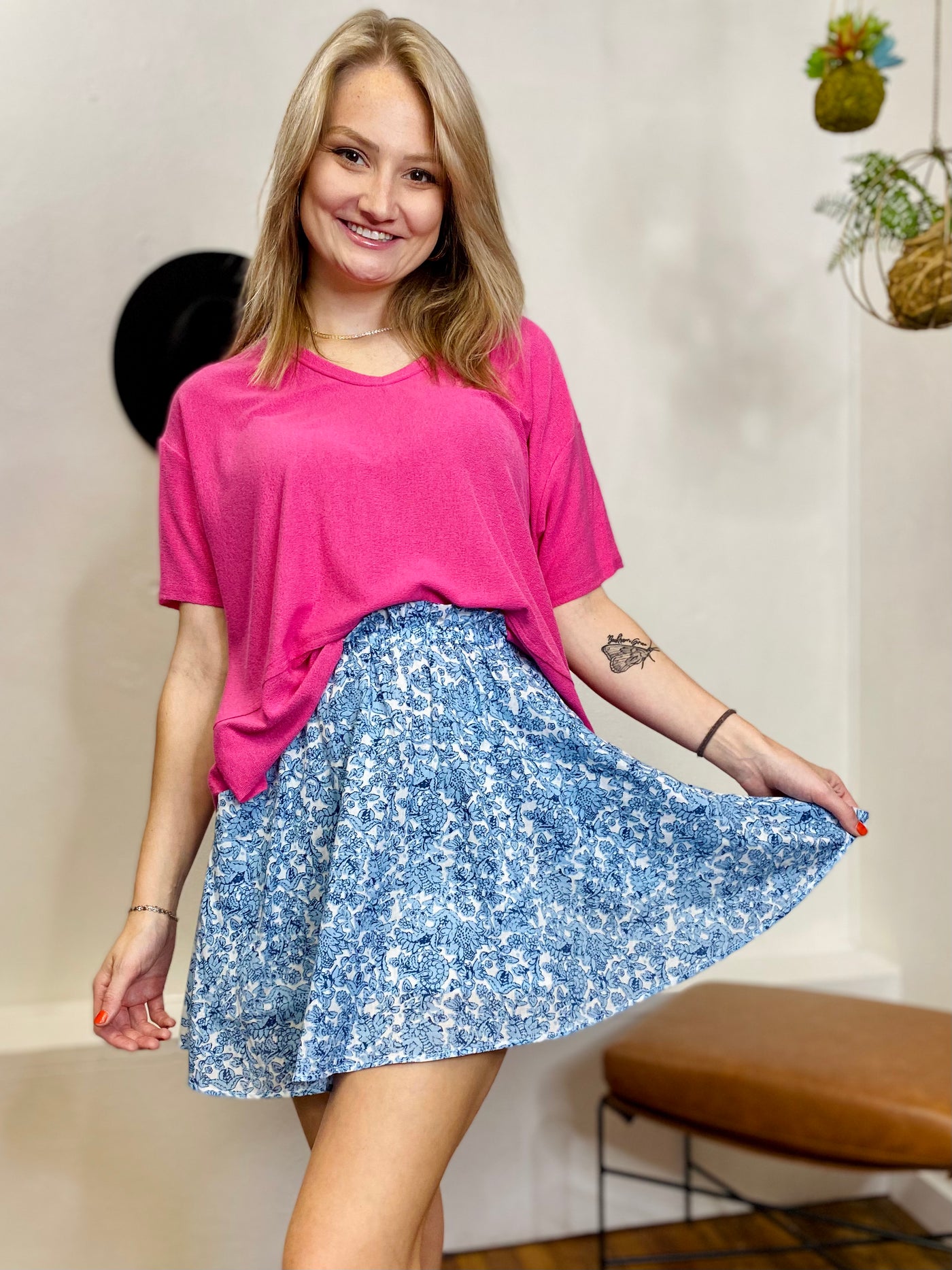 Cori Floral Mini Skirt ELAN-Bottoms and Jeans-Anatomy Clothing Boutique in Brenham, Texas