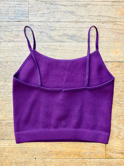 Ribbed Cropped Cami - Eggplant-Tops-Anatomy Clothing Boutique in Brenham, Texas