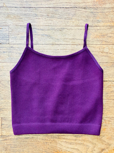 Ribbed Cropped Cami - Eggplant-Tops-Anatomy Clothing Boutique in Brenham, Texas