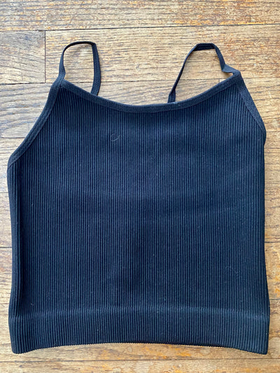 Ribbed Cropped Cami - Black-Tops-Anatomy Clothing Boutique in Brenham, Texas