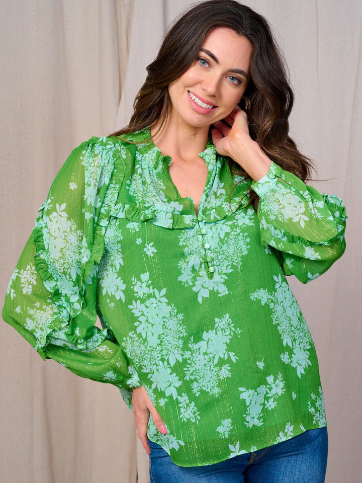 Slow Bloom Ruffle Blouse-Tops-Anatomy Clothing Boutique in Brenham, Texas