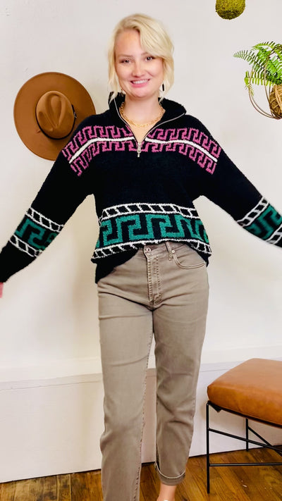 Aztec Soft Zip Pullover Sweater ELAN