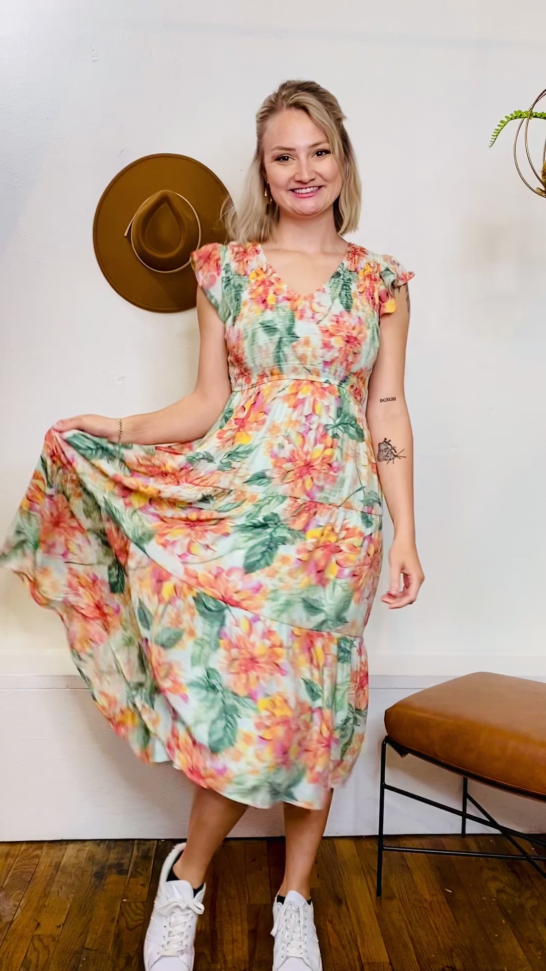 Agatha Floral Smocked Midi Dress