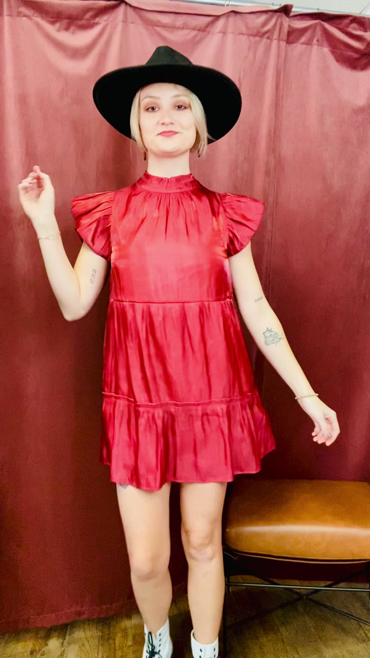 Mirrorball Shimmer Dress - Brick