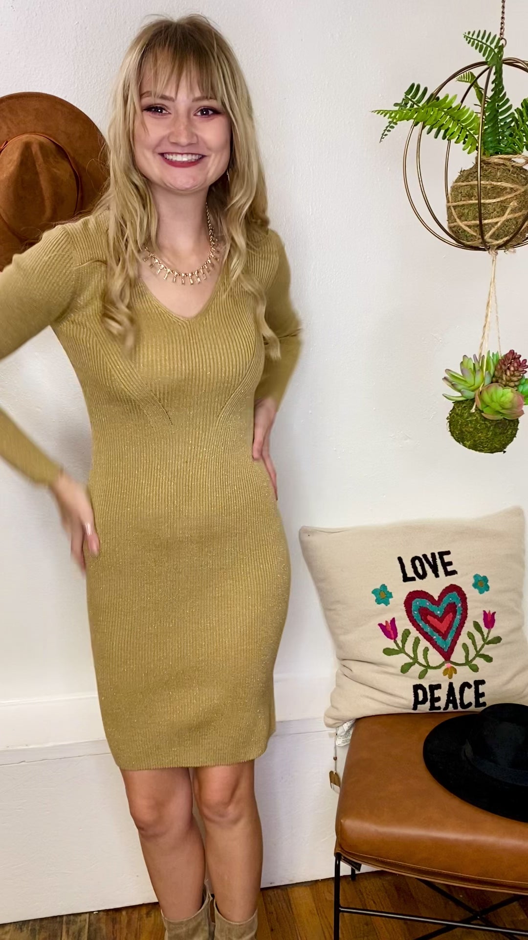 Elia Knit Midi Gold Dress Lucy Paris