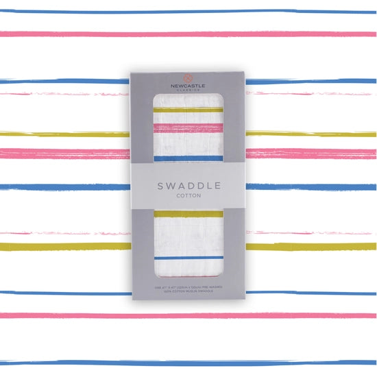 Muslin Swaddle - Watercolor Stripe-Baby Accessories-Anatomy Clothing Boutique in Brenham, Texas