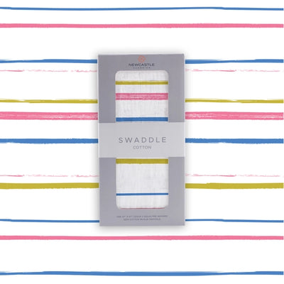 Muslin Swaddle - Watercolor Stripe-Baby Accessories-Anatomy Clothing Boutique in Brenham, Texas