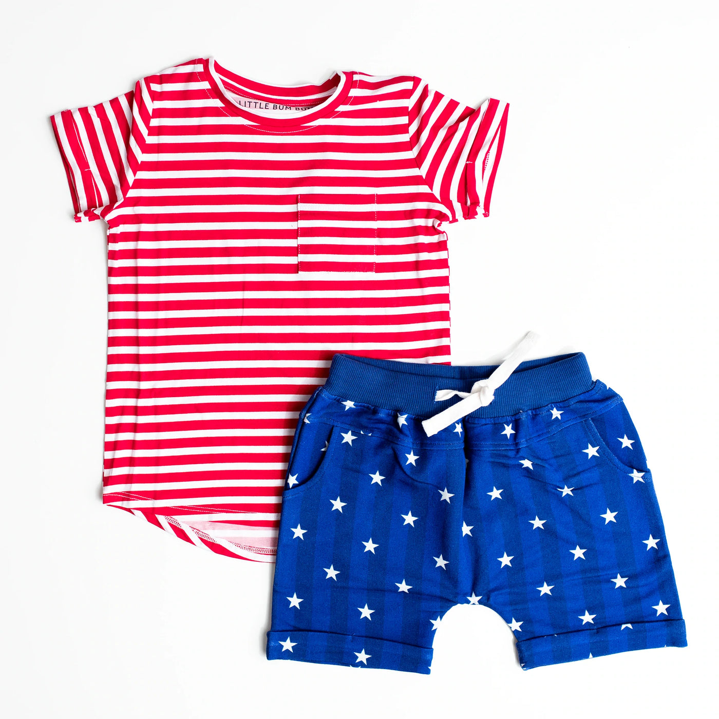 T Shirt and Shorts Set LITTLE BUM BUMS - USA-Baby Sleeper-Anatomy Clothing Boutique in Brenham, Texas