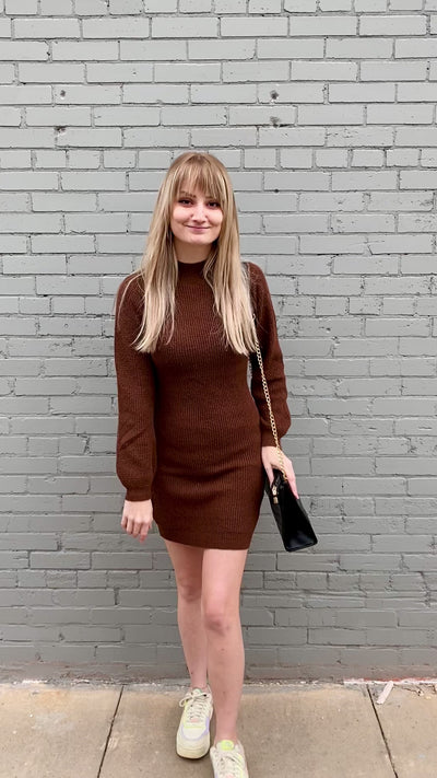 I Remember Brown Sweater Dress SS