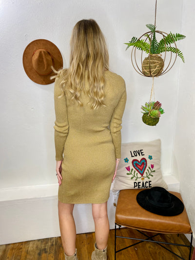 Elia Knit Midi Gold Dress Lucy Paris-Dresses-Anatomy Clothing Boutique in Brenham, Texas