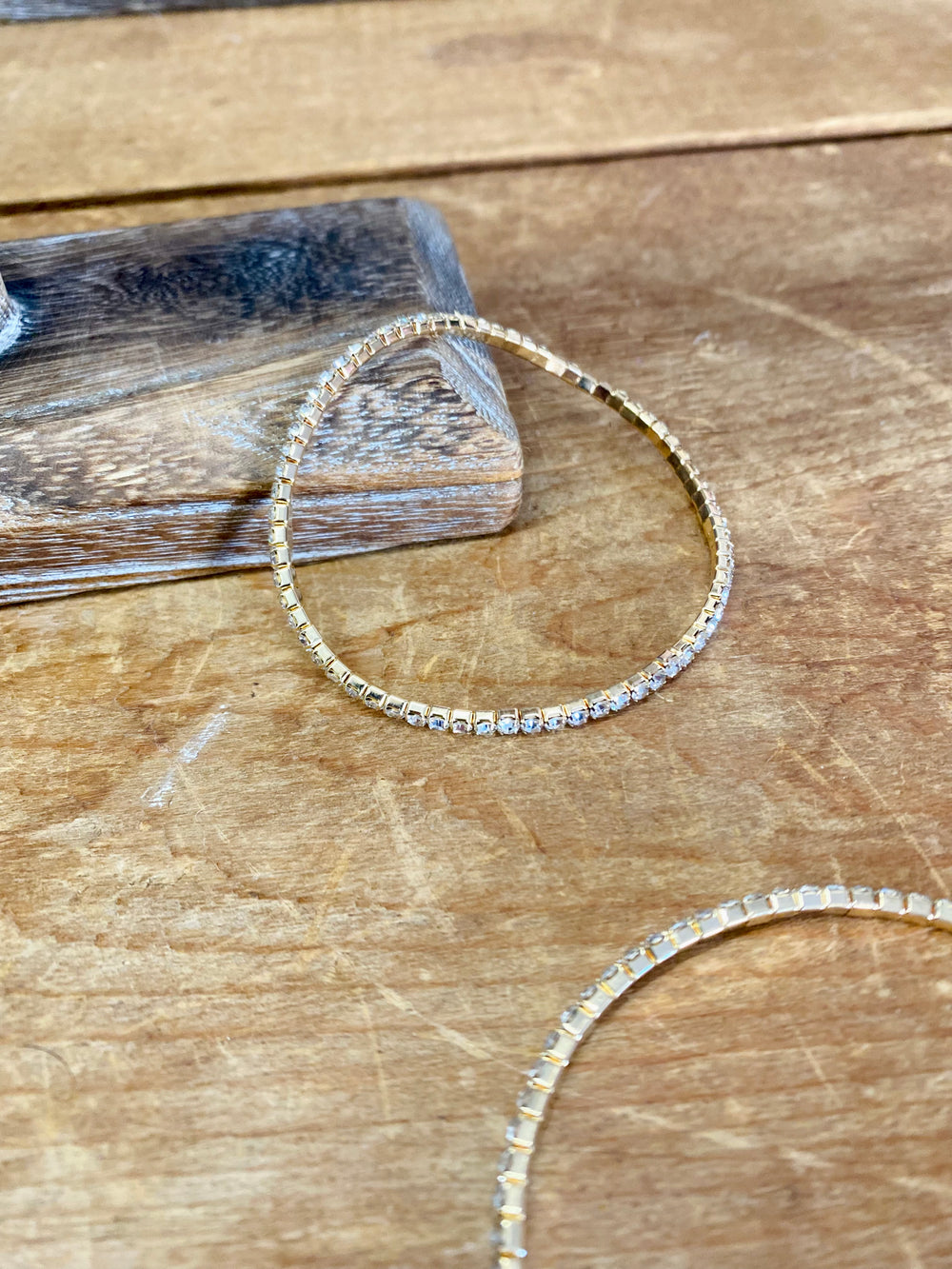 Diamond Sparkly Stretch Bracelet - Gold-Accessories-Anatomy Clothing Boutique in Brenham, Texas