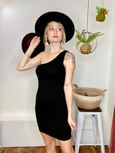 Jade Knit One Shoulder Dress ARTICLES-Dresses-Anatomy Clothing Boutique in Brenham, Texas