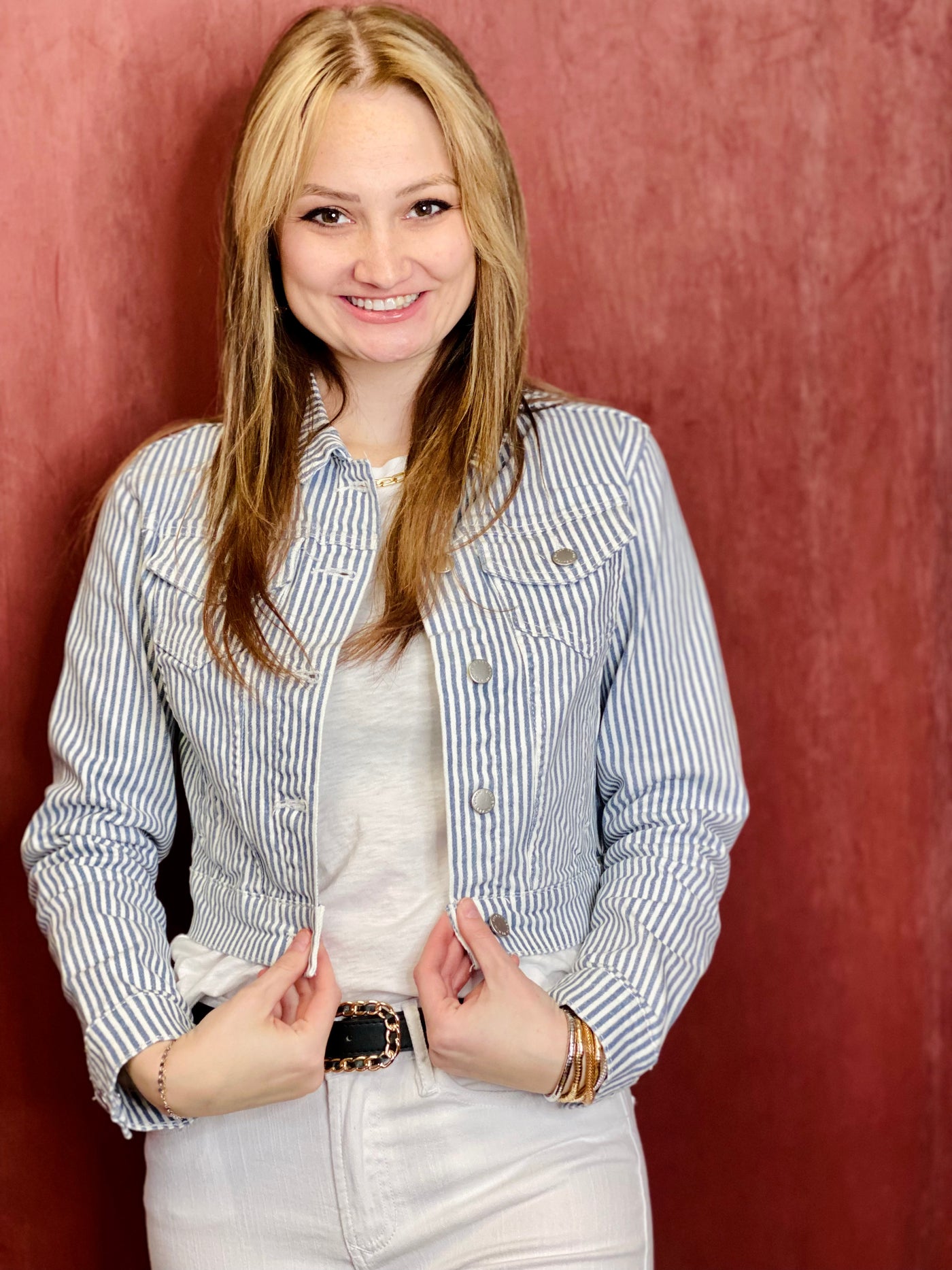 Ellis Crop Denim Jacket VELVET HEART-Tops-Anatomy Clothing Boutique in Brenham, Texas