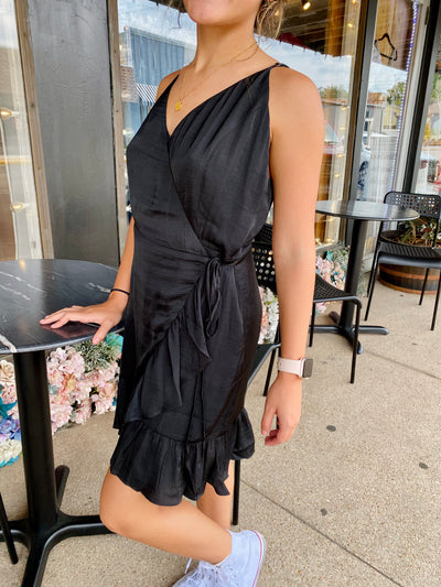 Inez Satin Wrap Dress COLLETTA-Dresses-Anatomy Clothing Boutique in Brenham, Texas