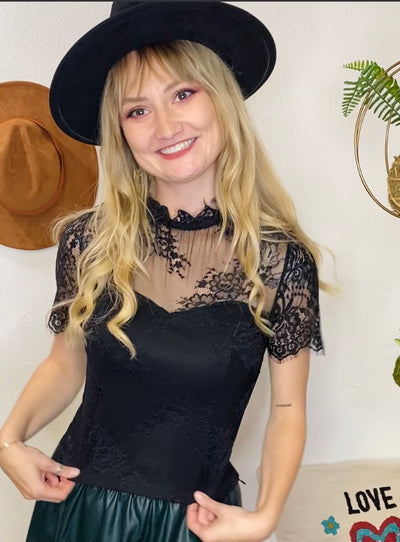 Lydia Lace Top LUCY PARIS-Tops-Anatomy Clothing Boutique in Brenham, Texas