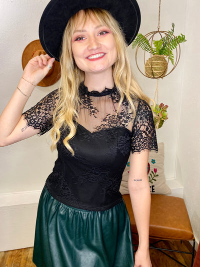 Lydia Lace Top LUCY PARIS-Tops-Anatomy Clothing Boutique in Brenham, Texas