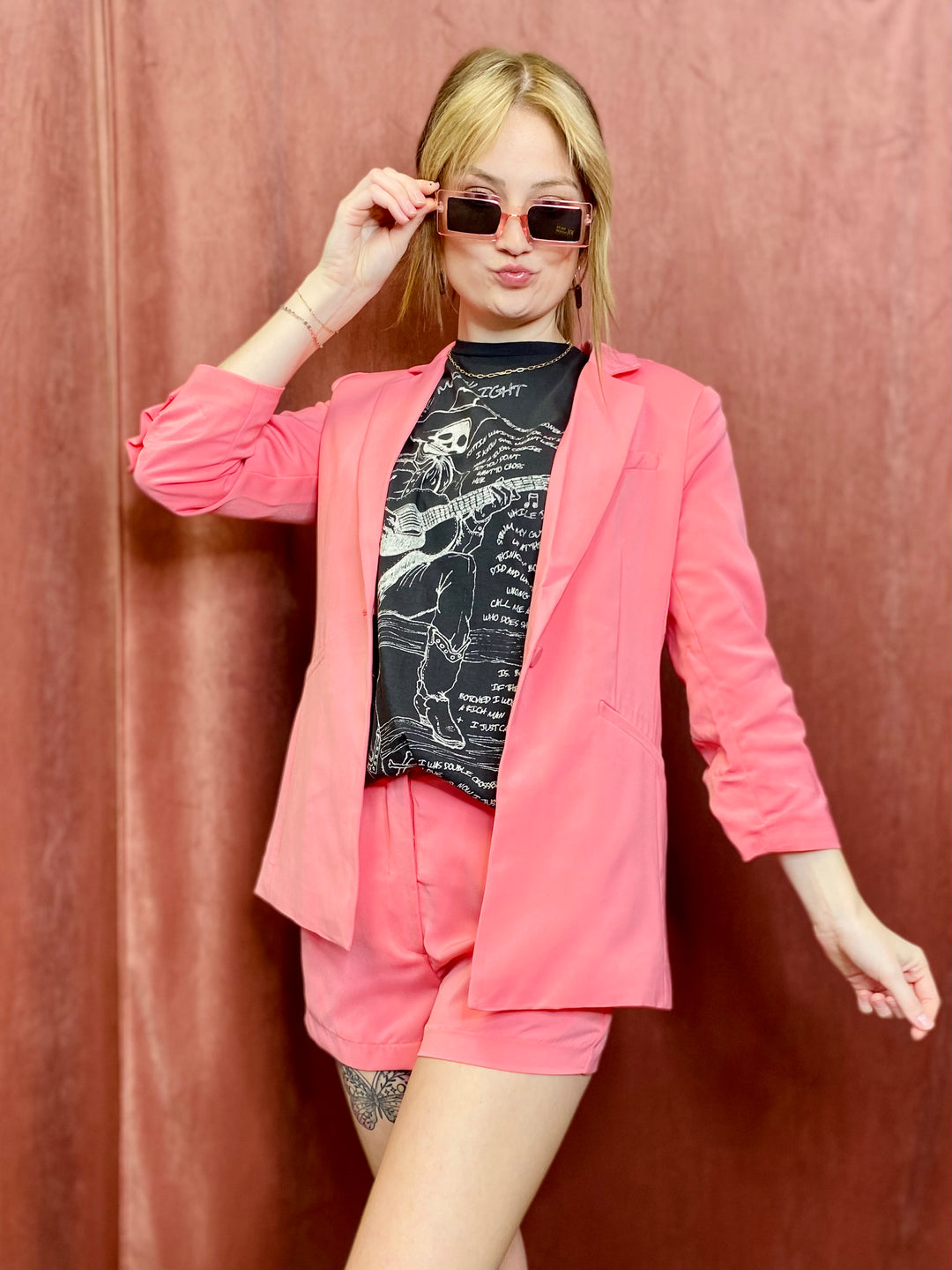 Cinema Pink Blazer Z SUPPLY-Tops-Anatomy Clothing Boutique in Brenham, Texas