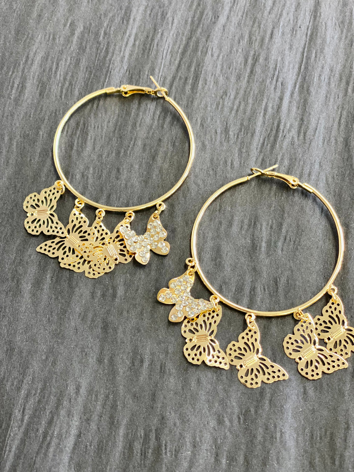Butterfly Dangle Earrings - Gold-Accessories-Anatomy Clothing Boutique in Brenham, Texas