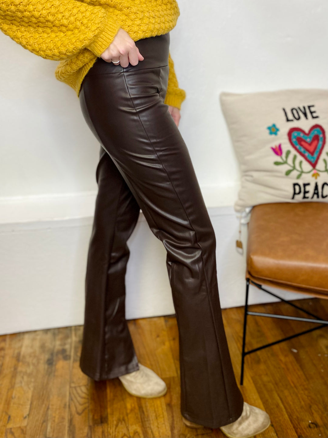 Serenity Leather Flare Pants RD-Bottoms and Jeans-Anatomy Clothing Boutique in Brenham, Texas