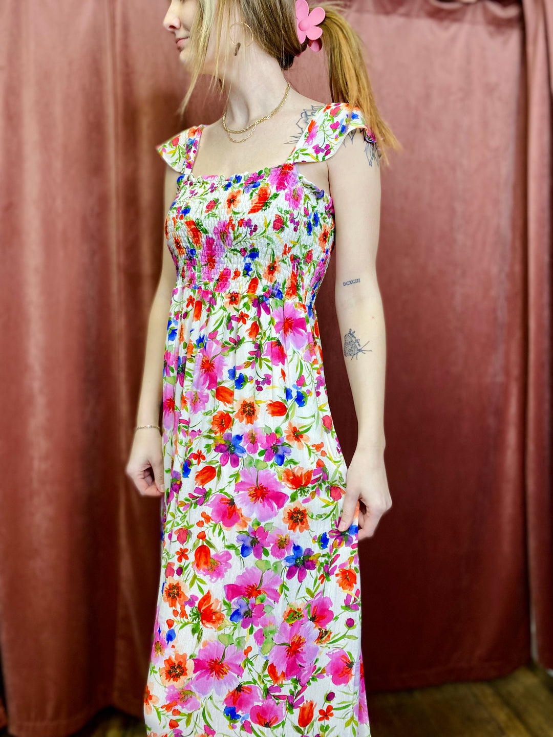 Emilie Smocked Maxi Dress DEAR JOHN-Dresses-Anatomy Clothing Boutique in Brenham, Texas
