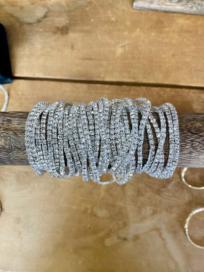 Diamond Sparkly Stretch Bracelet - Silver-Accessories-Anatomy Clothing Boutique in Brenham, Texas