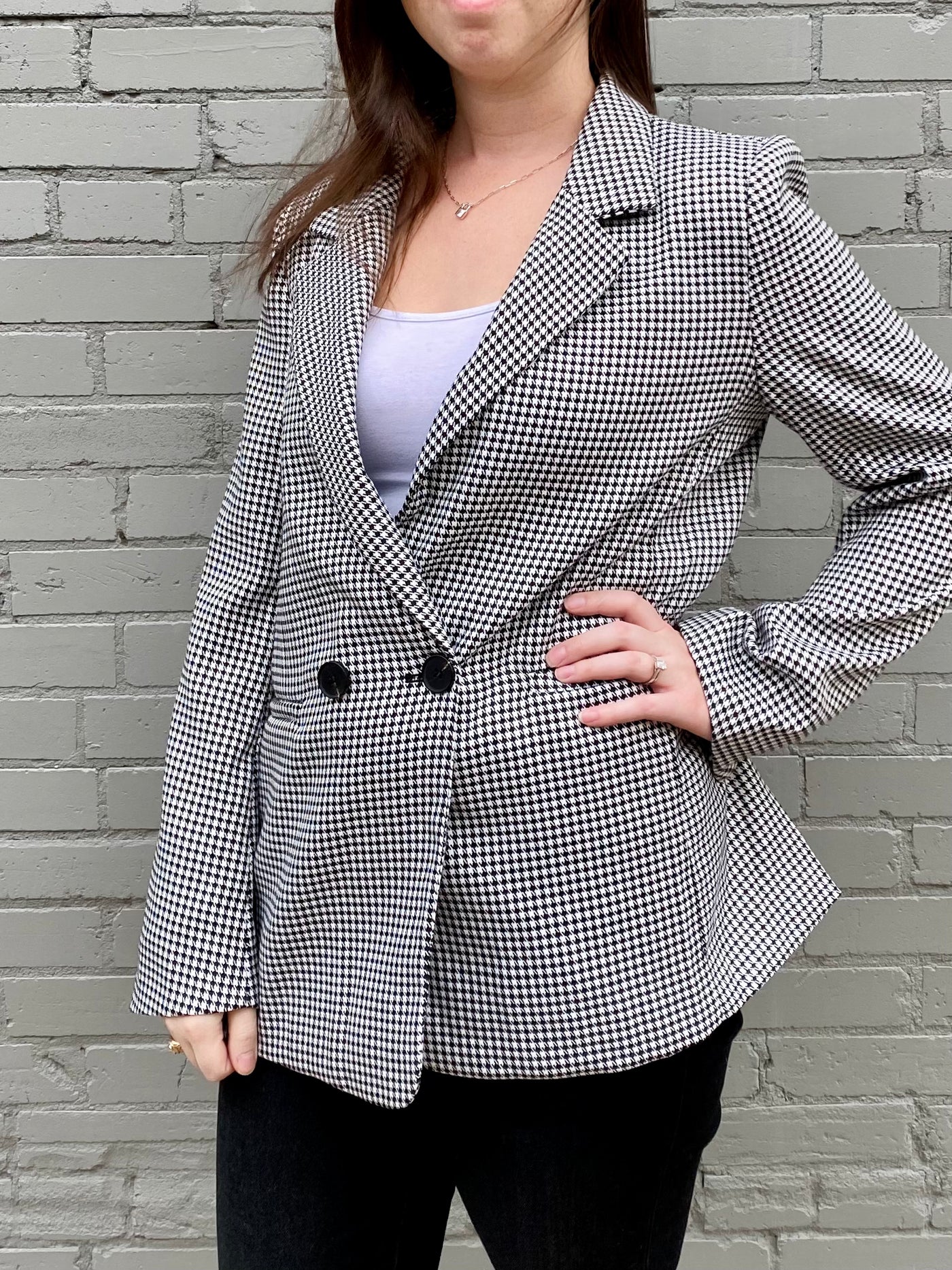 Chelsea Houndstooth Blazer LUCY PARIS-Tops-Anatomy Clothing Boutique in Brenham, Texas