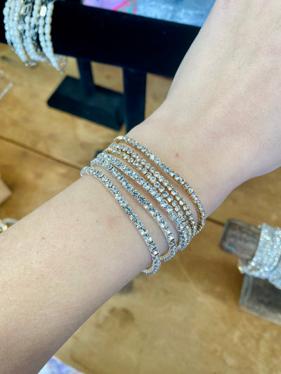 Diamond Sparkly Stretch Bracelet - Silver-Accessories-Anatomy Clothing Boutique in Brenham, Texas