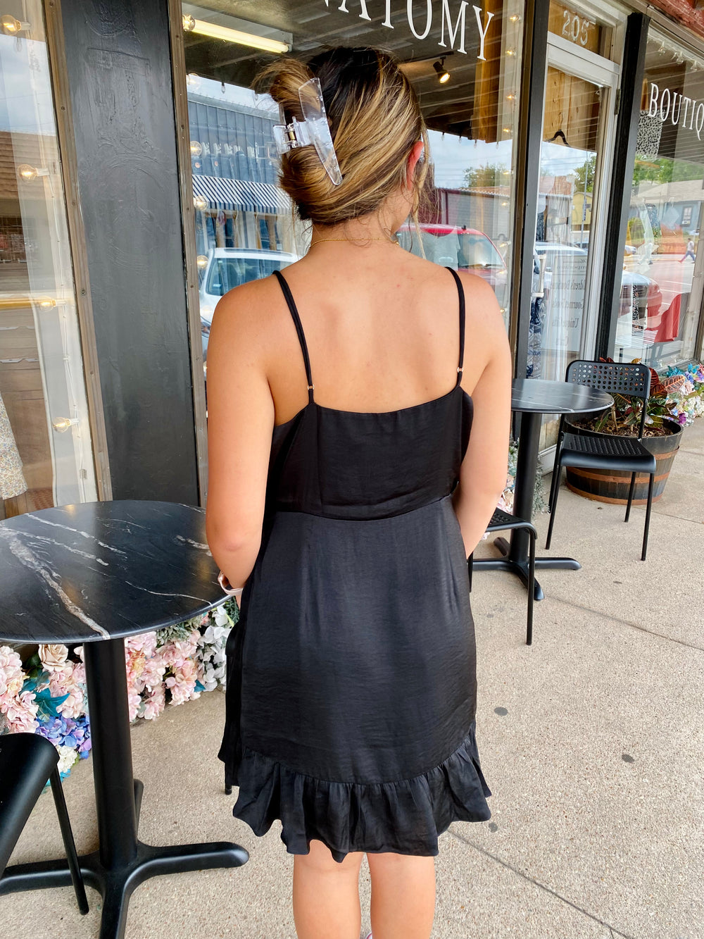 Inez Satin Wrap Dress COLLETTA-Dresses-Anatomy Clothing Boutique in Brenham, Texas