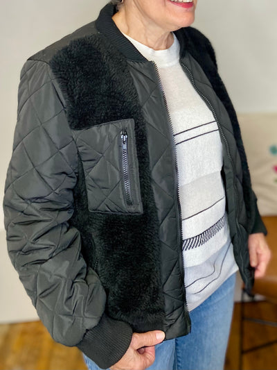 Vanessa Quilted Sherpa Jacket DEAR JOHN-Tops-Anatomy Clothing Boutique in Brenham, Texas